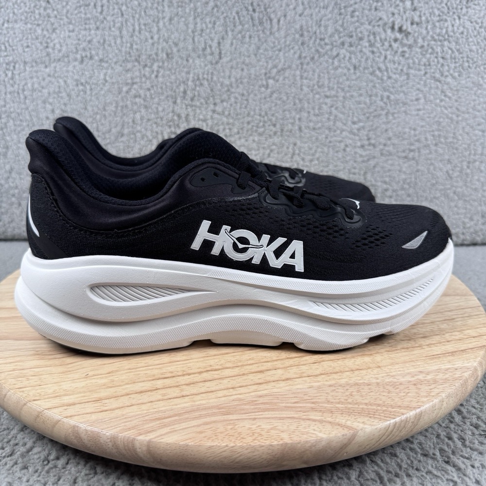Hoka One Bondi 9 Womens Size 10 B Black White Road Running Shoes 1162012 BWHT
